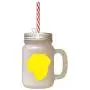 Yellow Braque Du Puy Silhouette Frosted Glass Mason Jar With Straw