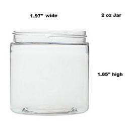 Clear 2 oz PET Round Plastic Jars with Black Ribbed Lids, and 1 Mini Jar, 12 Pack (C2BRMJ12)