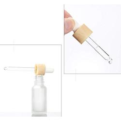 3PCS 50ml/1.7oz Empty Refillable Frosted Glass Essential Oil Dropper Bottles Jars With Wood Grain Cap White Rubber Head Travel Cosmetic Storage Container Pot Holder for Aromatherapy Oils Elite Fluid