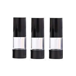 3PCS 15ml/0.5oz White Airless Vacuum Pump Bottles - Empty Refillable Cosmetic Container - Transparent Plastic Pump Bottle with Black Cap for Cream Lotion Toner moisturizers