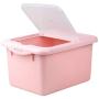 Daycount Food Storage Bucket With Lid, Thickening Plastic Box Sealed Cans Rice Container for Miscellaneous Grains, Dried Fruit, Snacks and Nuts Large Capacity 10kg/22 pounds (Pink)