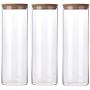 Transparent Glass Jars Storage Container For Tea Coffee Spice Candy With Bamboo Cover,1800Ml 10X25Cm