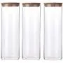 Bouteilles en verre transparentes pour rangement thé café épices bonbons, avec couvercle en bambou, 1800ml 10x25cm Bouteilles en verre transparentes pour rangement thé café épices bonbons, avec couvercle en bambou, 1800ml 10x25cm