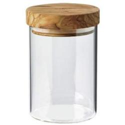 Berard Glass Storage Jar with Olive Wood Lid, 20-Ounce