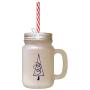 Navy Christmas Tree Style 8 Frosted Glass Mason Jar With Straw