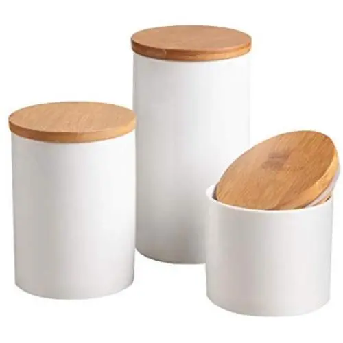 Bocal en céramique pour stockage de nourriture avec couvercle en bambou étanche, idéal pour le thé, le café, les épices et plus encore (100x185mm, 1000ml) Bocal en céramique pour stockage de nourriture avec couvercle en bambou étanche, idéal pour le thé, le café, les épices et plus encore (100x185mm, 1000ml)