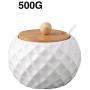 500g sugar bowl ceramic cruet seasoning jar salt bottle home kitchen seasoning tool glass wooden lid storage tank,1pcs-B