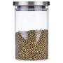 BESTONZON Glass Storage Jar Kitchen Food Storage Canisters Container With Stainless Steel Airtight Lid 950ml 9.5x16cm