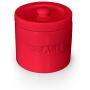 Ceramic Grease Container Keeper with Metal Stainless Steel Strainer and Lip for Easy Pour (Red)
