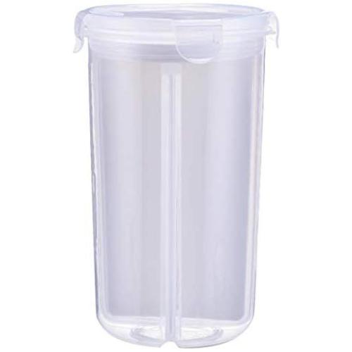 Kitchen Storage Jar, 4 Grids Sealed Can with partition baffle & Transparent Buckle Cover, Rotatable Lid Dry Food Container for Grain Storage Tank