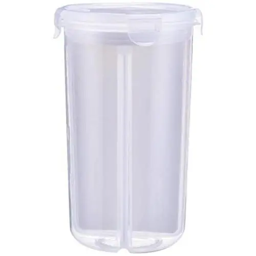 Kitchen Storage Jar, 4 Grids Sealed Can with partition baffle & Transparent Buckle Cover, Rotatable Lid Dry Food Container for Grain Storage Tank