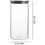 Ensemble de 4 bocaux en verre transparent avec couvercles en acier inoxydable hermétiques.