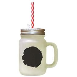 Black Saint Usuge Spaniel Silhouette Frosted Glass Mason Jar With Straw