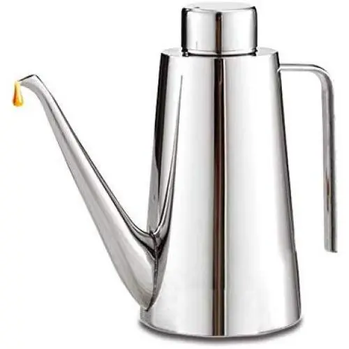 28oz 800ml Olivenöl-Zapfenspender, Spiegelpolierter 304 Edelstahl Olivenöl-Behälter Topf Dichtungsgünstig für Küche Öl-Glas-Behälter-Schütte
