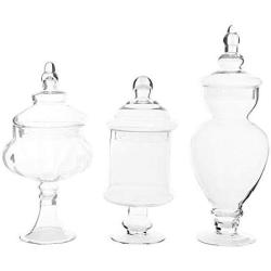 HOUSIYU Candy Jar Decorative Glass Jar, Basic Food Storage Three-Piece, Kitchen Biscuit Jar and Bathroom Storage and Organization, Three-Piece Suit