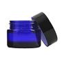 2Pcs 1 Ounce Cobalt Blue Glass Cosmetic Round Jars with Liners and Black Lids Empty Refillable Cosmetic Sample Packing Bottles Containers Jars Pot For Creams Lotion Lip Balm Ointments