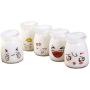 UPKOCH 5pcs 200ml Lovely Pudding Bottle Glass Heat-resistant Yogurt Containers Milk Cup Jelly Jar for Home Shop(Random Pattern)