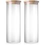 STACK UP Transparent Food Storage Canister - Safe Clear Borosilicate Glass Jar with Wooden Lid - Perfect Container for Kitchen Organization - Keeps Food Dry and Fresh (2 x 1600 ml (54.1 fl oz))