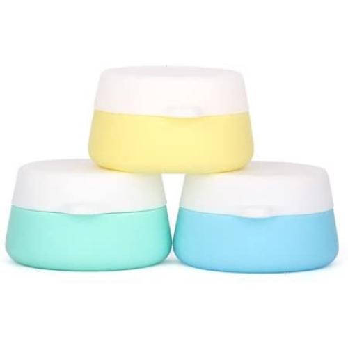 BlueSunshine Silicone Cosmetic Containers Cream Jar with Sealed Lids, 3 Pieces - Food Grade Silicone - BPA Free - Great for Travel, Home and Outdoor (10ml Cream Jars)