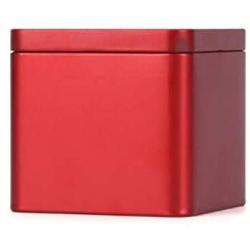 Square Solid Color Tea Cans Candy Box Tea Coffee Can Container Tinplate Gift Box (Red)