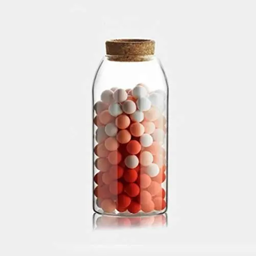 Amikon Küchen Mehrzweck-Dichtglaskübel mit Korkverschluss für Lebensmittel, Getreide, Kaffeebohnen & Zuckerdosen – Organizer zur Aufbewahrung (Größe: C)