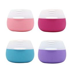 Beaupretty 4pcs Silicone Cream Jars Small Travel Comestic Containers Leakproof Toiletry Cases with Hard Sealed Lids for Face Hand Body Cream (Red, Purple, Blue, Pink Each One)