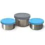 Contenant en Acier Inox, Petit, Étanch Épaisseur, Idéal Pour le Contrôle des Portions, les Encas et le Transport de Vinaigrettes | Compatible avec les Boîtes à Lunch et Boîtes à Bento | Jeu de 3 avec Couvercle en Silicone