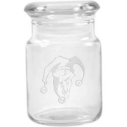 Clear Glass Herb Stash Jar with Lid 4.5 oz with Joker Logo from Smoke Promos