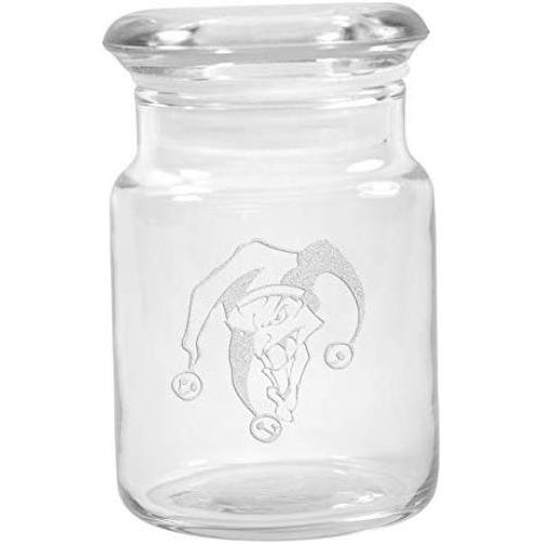 Clear Glass Herb Stash Jar with Lid 4.5 oz with Joker Logo from Smoke Promos