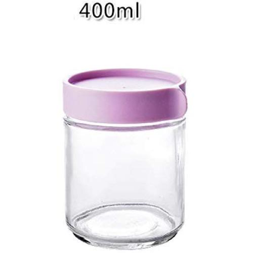 1Pcs Kitchen Glass Sealed Jars With Lid Cereals Snacks Storage Tank Milk Powder Candy Cookie Container Storage Bottle,400Ml-Purple