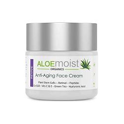 Aloemoist Anti Aging Retinol Cream for Face with Hyaluronic Acid, Vitamin C & E, Pure Aloe Vera Gel, Green Tea, Glycolic Acid – Dark Spot Corrector, Acne Treatment, Eye Cream & Wrinkle Reduction