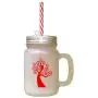 Red Tree #1 Frosted Glass Mason Jar With Straw Red Tree #1 Frosted Glass Mason Jar With Straw