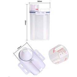 AOLVO Rice Bin 2kg Rice Container, 3 Pcs Airtight Cereal Container Rice Barrel Dry Grain Dispenser Thicken Rice Cylinder Clear Food Storage Box with Airtight Design Measuring Cup Pour Spout (3pc)