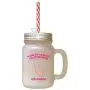 Hot Pink WorldS Coolest Californian Girlfriend CA Frosted Glass Mason Jar With Straw