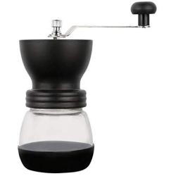 ZHCSS Manual Coffee Grinder with Storage Jar Soft Brush Conical Ceramic Burr Quiet with 2 Glass Sealed Pots Portable Coffee Mill Tool, Manual Grinding Machine