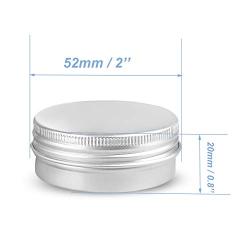 Round Silver Aluminum Metal Tin Storage Jar Containers with Secure Screw Top Lids for Cosmetic, Lip Balm,DIY Salves, Candles,pill, Skin Care and tea, 24pcs