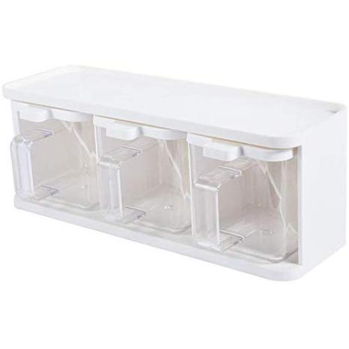 Seasoning Box Clear Transparent Plastic Seasoning Box With Spoon Condiment Spice Jar Rack Sets Cooking Herb Pepper Cumin Powder Storage Tools