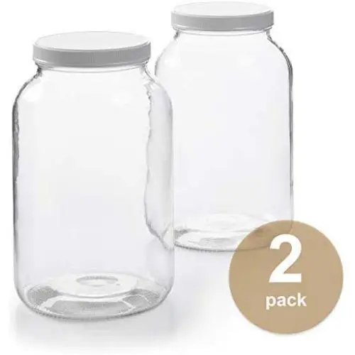 Paquet de 2 Pots en Verre de 1 Gallon avec Couvercle Plastique Étanchable, Tissu de Muslin, Bandes de Rubber - Fabriqué aux États-Unis - Large Ouverture - BPA Free - Kombucha, Kimchi, Kefir, Conserve, Thé Frais au Soleil, Fermentation, Conservation Alimen Paquet de 2 Pots en Verre de 1 Gallon avec Couvercle Plastique Étanchable, Tissu de Muslin, Bandes de Rubber - Fabriqué aux États-Unis - Large Ouverture - BPA Free - Kombucha, Kimchi, Kefir, Conserve, Thé Frais au Soleil, Fermentation, Conservation Alimen
