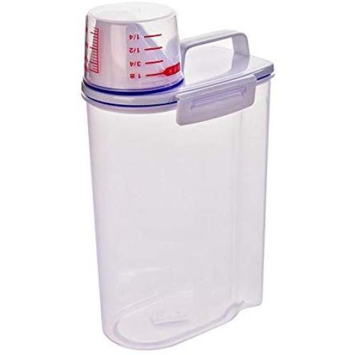 HOMELUNY Pack of 2 Portable with Cover Airtight Plastic Food Jars Kitchen Cereal Rice Bucket Food Storage Box Storage Containers for Candy, Cookie, Rice, Sugar,Flour,Snacks Keeping Food Dry & Fresh