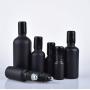 3Pcs 15ML Black Frosted Glass Empty Refillable Roll-On Bottles with Stainless Steel Roller Ball and Cap Essential Oil Perfume Eye Essence Fluid Cosmetic Containers Dispense Sample Vials for Beauty