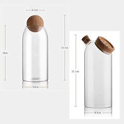 NNDQ Glass Jar with Airtight Seal Wood Lid Ball, 1200 ml Food Storage Canister, Kitchen Food, Grain, Storage Tank, Tea can, Set of 2