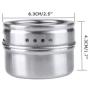 4 pcs.Magnetic Spice Jars Tin Stainless Steel Storage Container Clear Lid