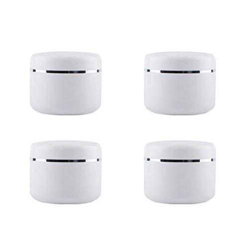 250ML 8 Oz Empty Cosmetic Jars with Dome Lids and Built-in Inner Liner Refillable Portable Scrubs Oils Container Storage Holder Case for Nail Accessories Salves Cream Lotion (Pack of 4, Silver)