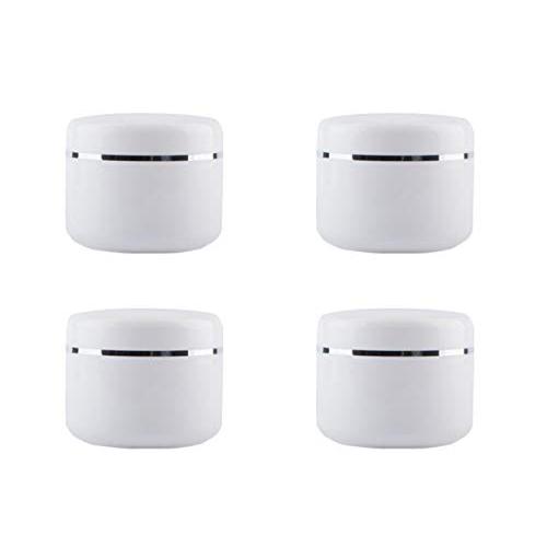 250ML 8 Oz Empty Cosmetic Jars with Dome Lids and Built-in Inner Liner Refillable Portable Scrubs Oils Container Storage Holder Case for Nail Accessories Salves Cream Lotion (Pack of 4, Silver)