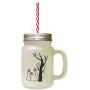 Black Tree Ghosts Boo Halloween Frosted Glass Mason Jar With Straw