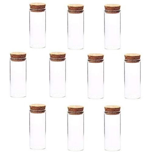 10Pcs 3070Mm 30Ml Small Glass Bottle Jars With Wooden Cork Drift Bottle Small Transparent Mini Empty Glass Jars Containers