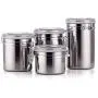4-teiliges 5-Zoll Luftdichter Behälter Set aus Edelstahl, Lebensmittelbehälter mit Deckeln für Tee, Kaffee, Snacks, Milchpulver, Bohnen, Mehlbehälter mit Klar-Acryl-Deckel und Verriegelung