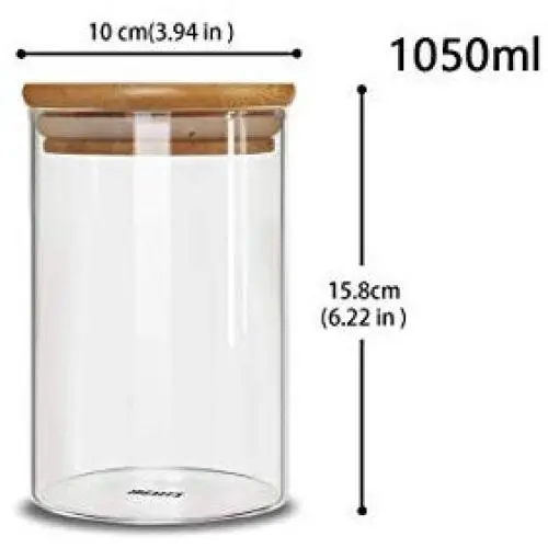 Glas Küchenbehälter Lagergläser Küchensortierbehälter Lebensmittelbehälter Körner Nüsse Dosen, 1050ml