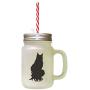 Black Maine Coon Cat Silhouette #1 Frosted Glass Mason Jar With Straw