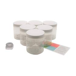 Clear 8 oz Plastic Jars with White Lids (6 pk) with Balm Jar - PET Round Refillable Containers